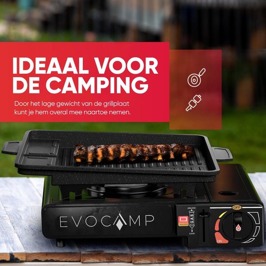 Grillplaat opzetstuk voor gasfornuis, 45 x 24 cm, anti-aanbaklaag grillpan voor campingkoker, grillmat, BBQ, zwart
