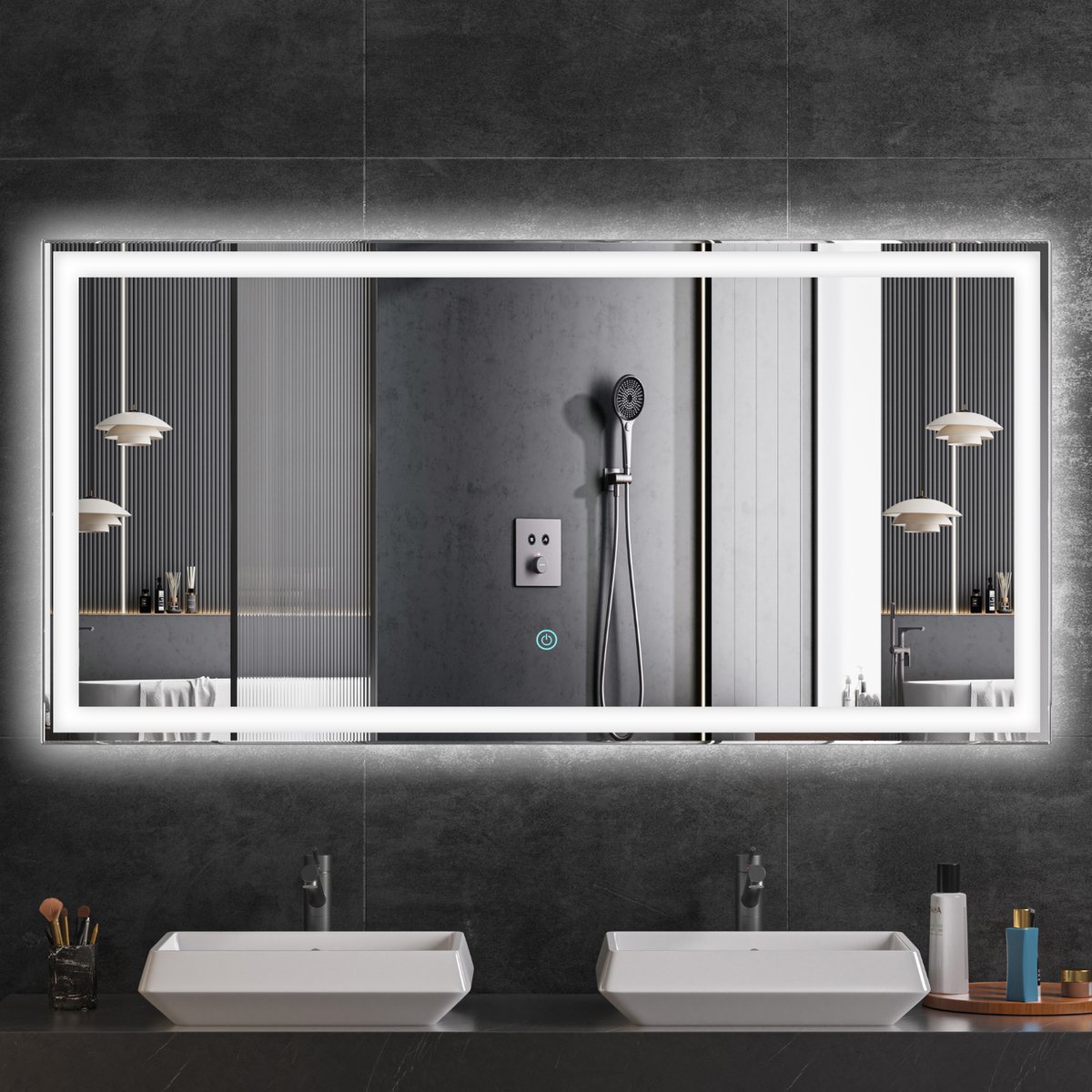 LOMAZOO Badkamerspiegel met Verlichting - Badkamer spiegel - 120 x 60 cm - Rechthoek [MEMPHIS]