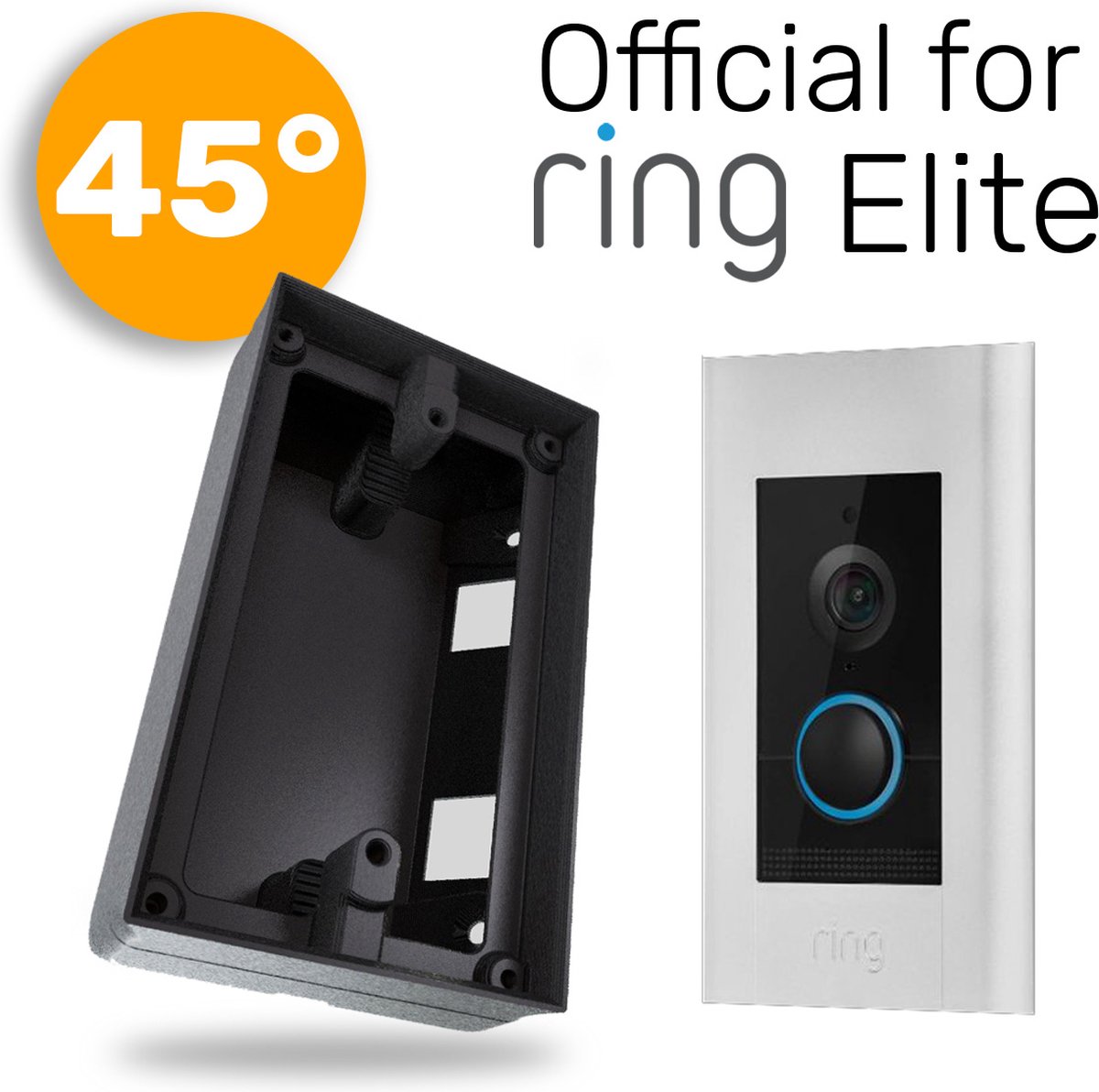 Umake Made For Ring Elite 45° Hoekbeugel wig voor slimme camera deurbel Zwart Kunststof Inclusief schroeven