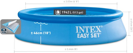 Intex Easy Set Pool Set - Piscine gonflable - Ø 244 x 61 cm avec pompe à filtre