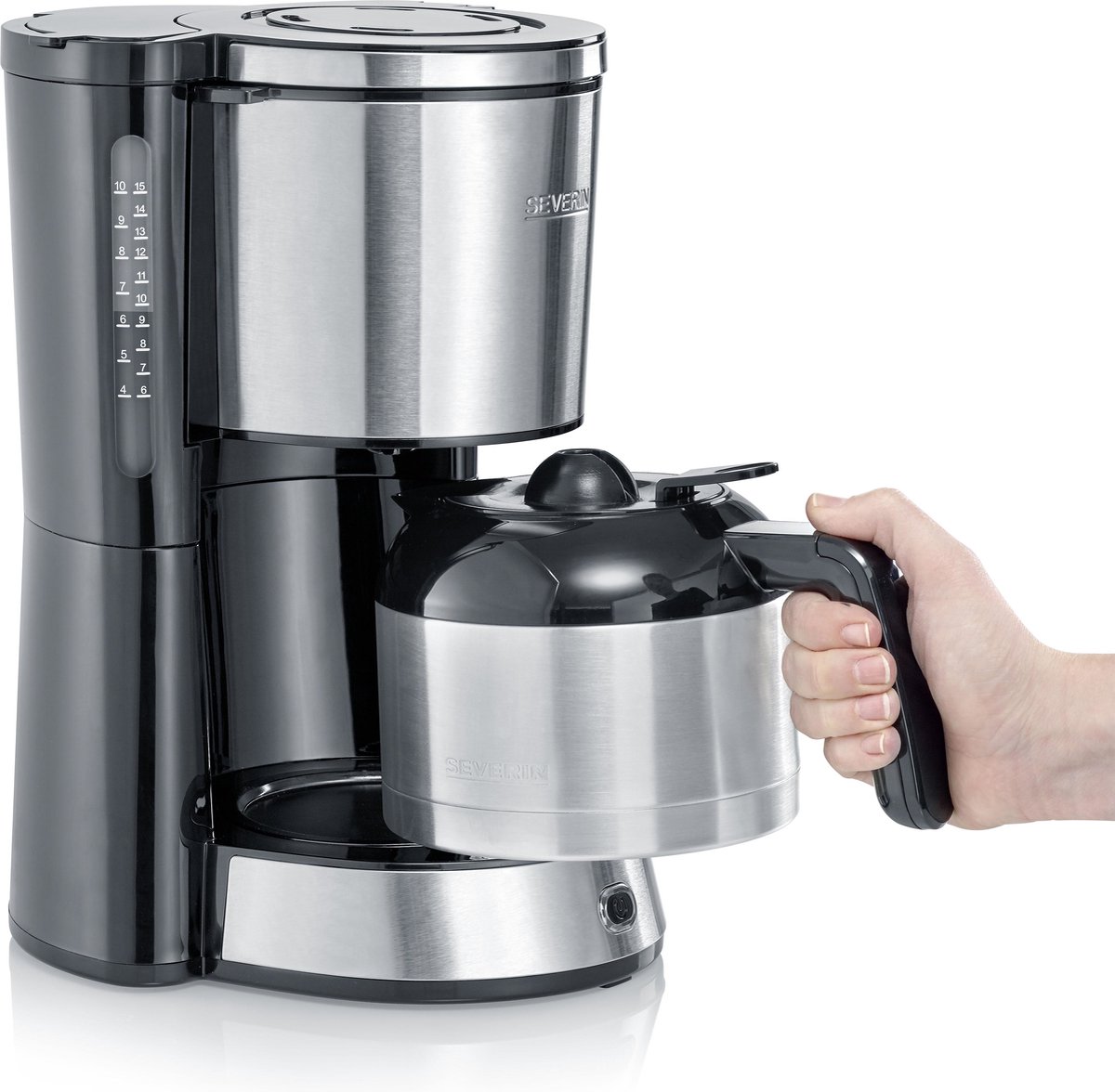 Severin KA 4847, Filterkoffiezetapparaat, 1 l, Gemalen koffie, 1000 W, Zwart, Roestvrijstaal