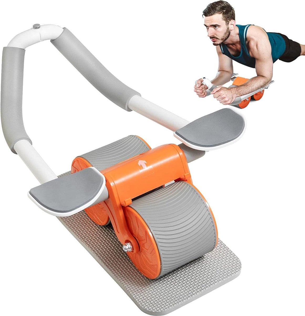 Nieuwe ab wielroller met elleboogondersteuning - buikspier-trainingsapparatuur voor kernversterking - fitness buiktraining - automatische rebound buikwielroller