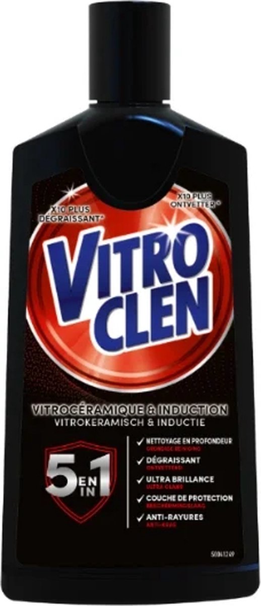 Vitroclen Kookplaatreiniger - Keramisch & Inductie - 5 in 1 - Ontvettend - Grondige Reiniging - Ultra Glans - Beschermingslaag - Anti-Kras200 ml