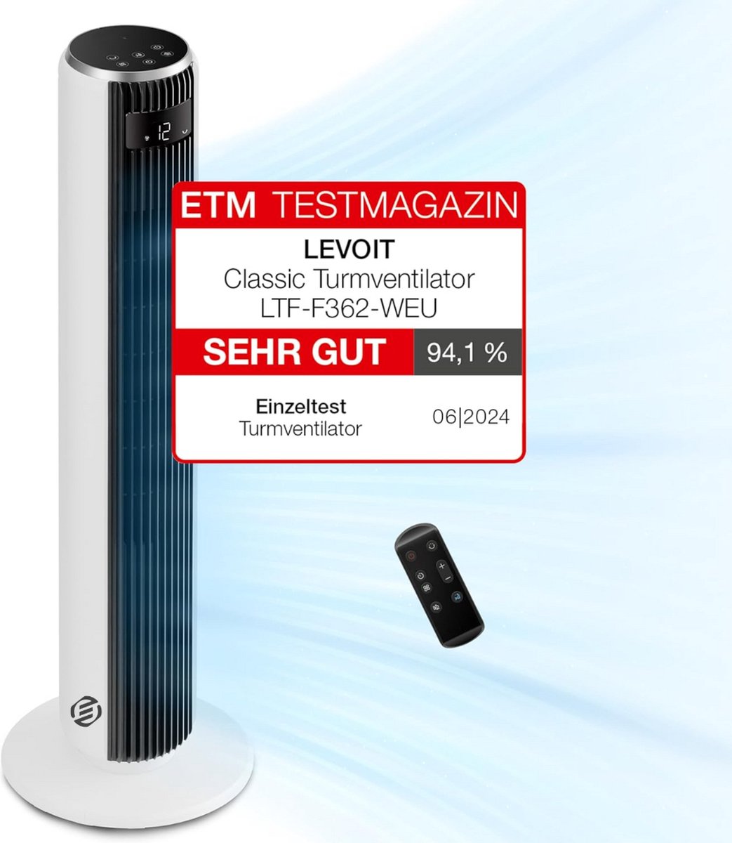 Equivera Torenventilator - Staande Ventilator met Afstandsbediening - Kolomventilator - Verschillende Snelheden - Timer - Ventilator Staand