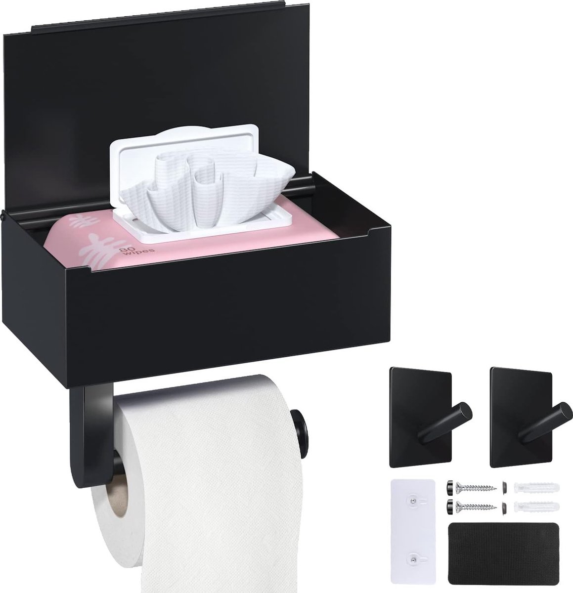 Toiletpapierhouder van Roestvrij Staal - Zelfklevend Ontwerp voor Badkamer - Modern en Duurzaam - Wandmontage WC-Papierhouder