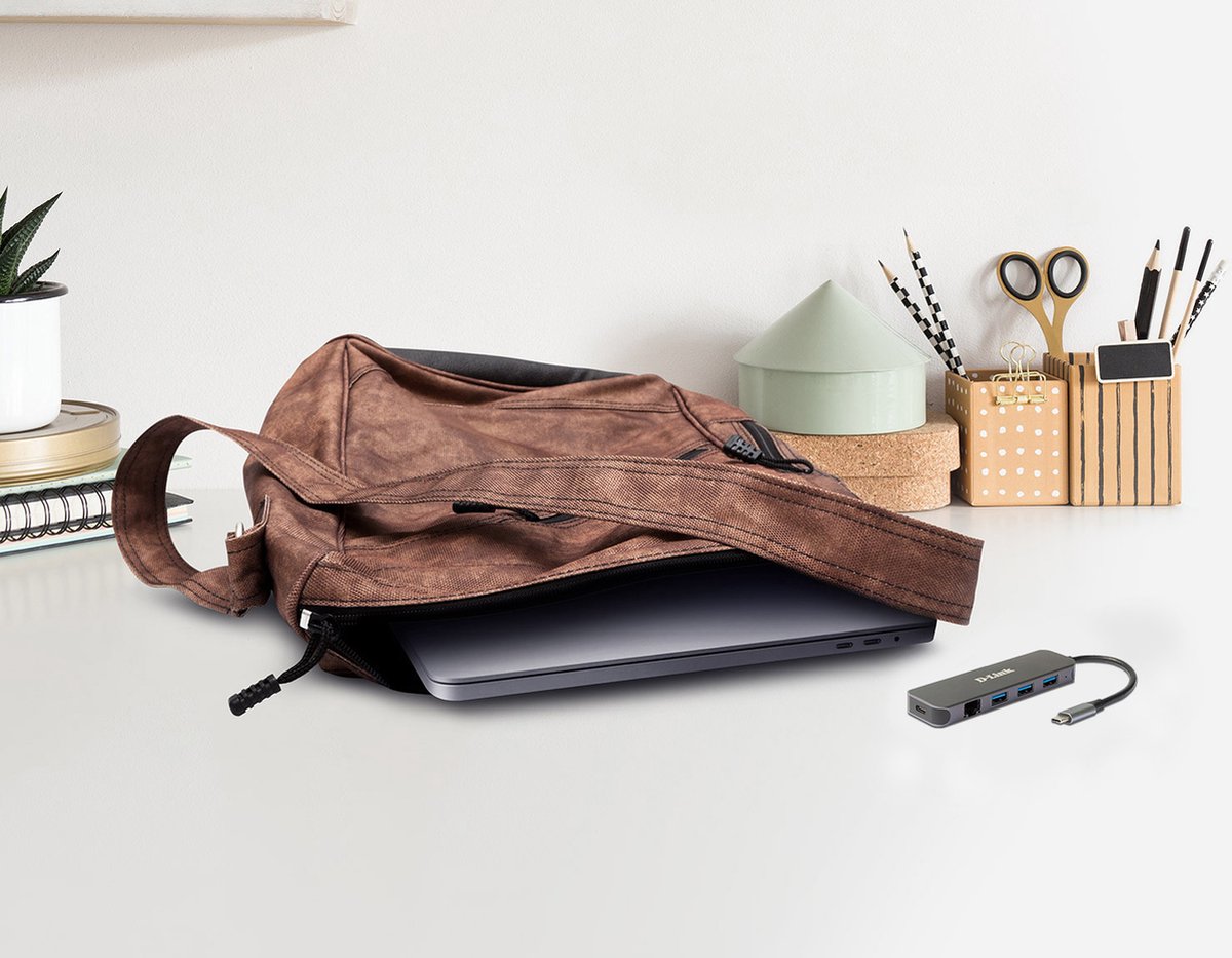 D-Link DUB-2334 USB-C (USB 3.2 Gen 2) multiport hub 5 poorten Antraciet