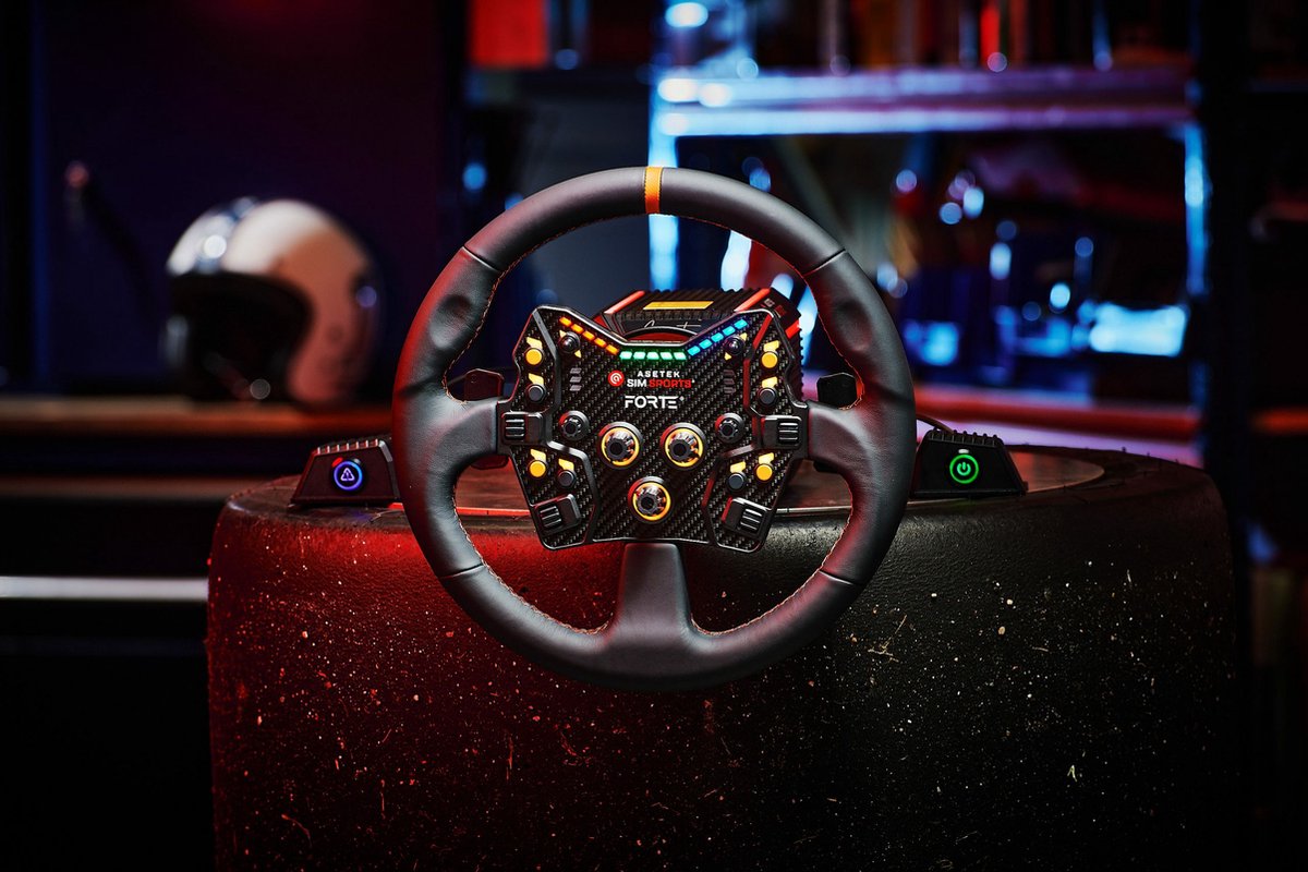 Asetek Simsports Ronde Lederen Stuurrand - Zwart