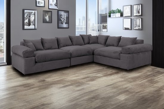 Meuba Home® - Hoekbank King - Ribbel Stof - Grijs