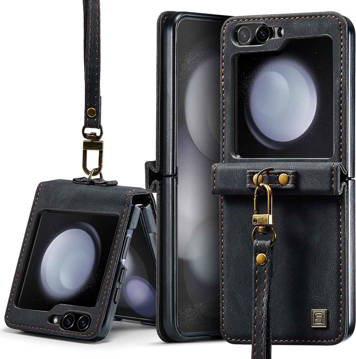 Luxe Flip Case met Polskoord voor Samsung Galaxy Z Flip 5 _ Zwart