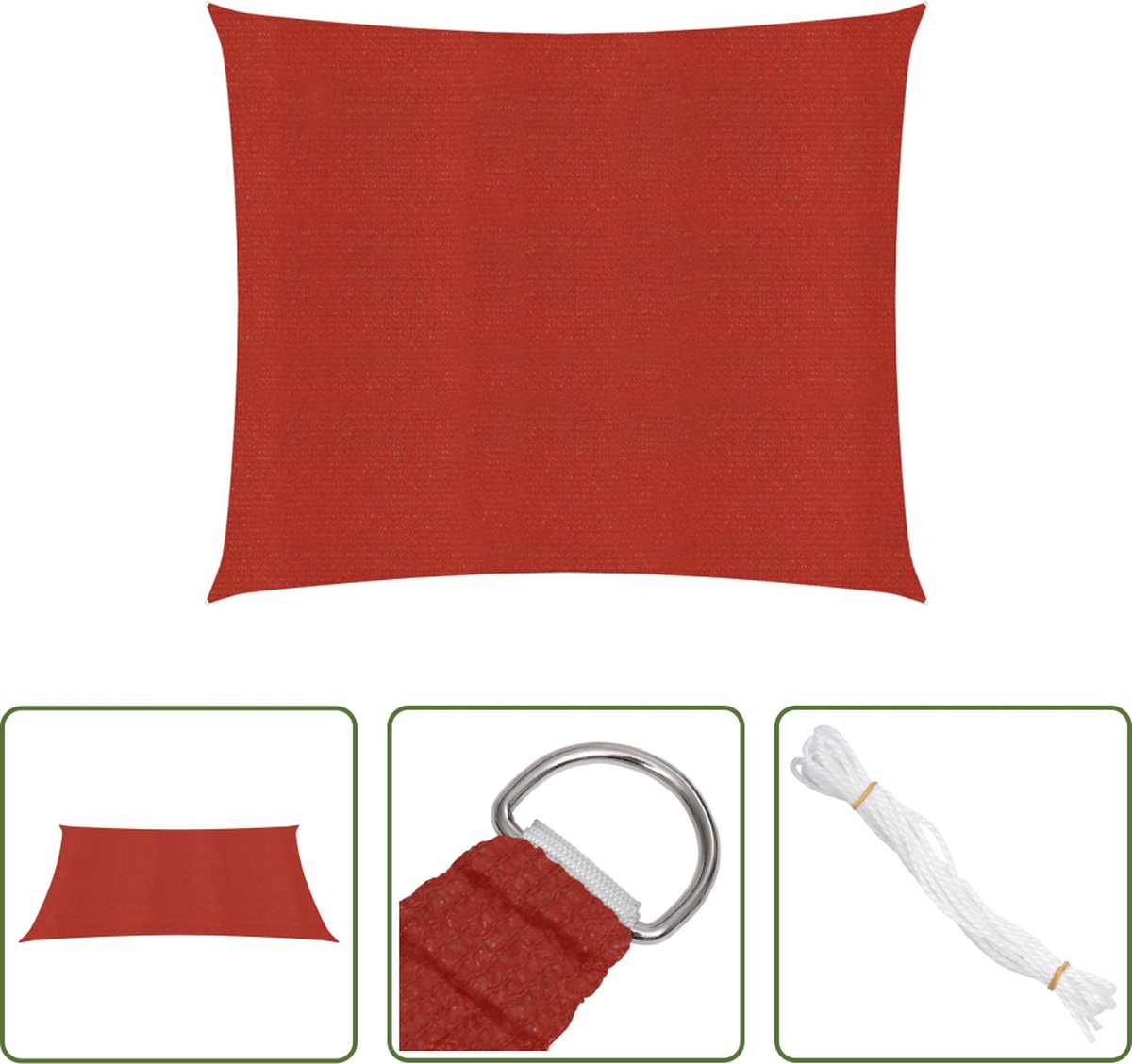 Shade sail in red HDPE fabric, 3x3 meters, by The Living Store - ideal for outdoor sun protection.