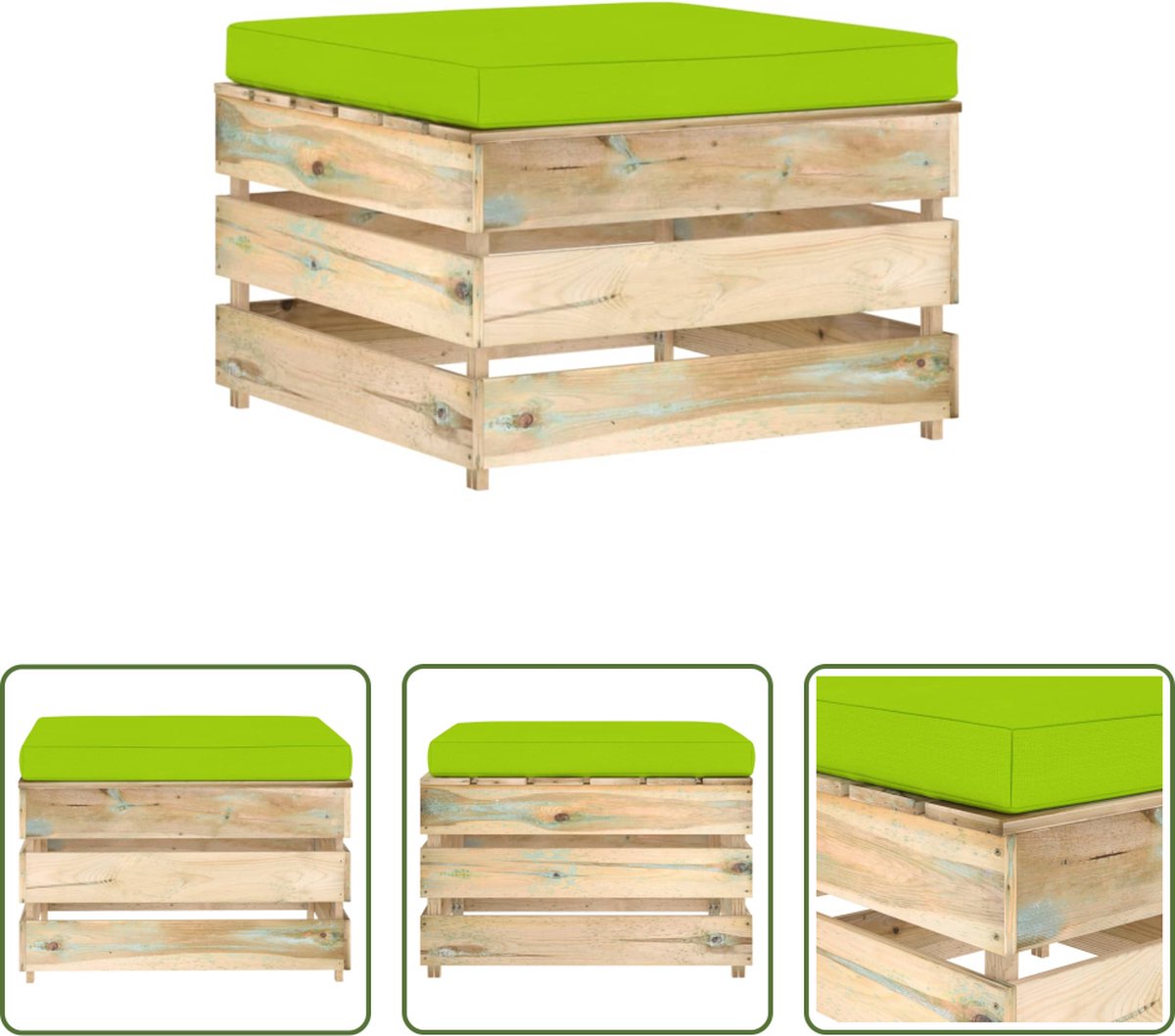 The Living Store Voetenbank Pallet Grenenhout 60 x 62 x 37 cm Groen