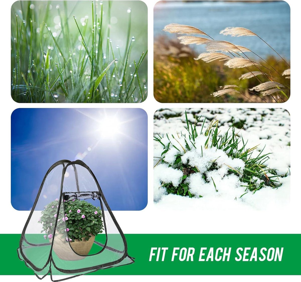 Mini Serre De Protection Pour Plantes - 60x60x60 Cm - Transparente Avec Clous Au Sol - Anti-Froid Balcon Jardin