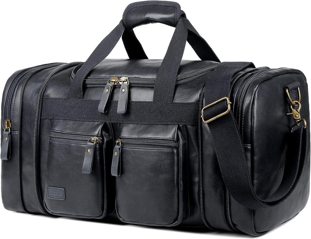 Duffel voor op reis - handbagage duffeltas slaapzak sporttas zwart voor heren en dames.