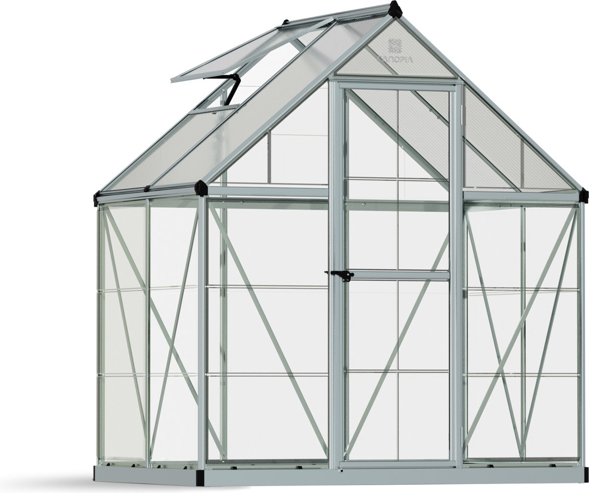 Canopia Hobby Gardener Tuinkas Kweekkas Broeikas Polycarbonaat Hoge Kwaliteit Eenvoudige installatie Zilver 126X185X208 cm