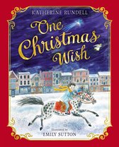 Boekomslag van 'One Christmas Wish' met een jongen op een grijs gevlekt paard in de sneeuw, voor een rij huizen.