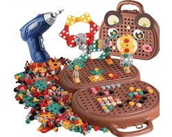 foto van Montessori Gereedschapskist - Gereedschapskoffer - Kidstafel - Educatief Speelgoed - Fijne Motoriek - Sensorisch Speelgoed - Boormachine Speelgoed