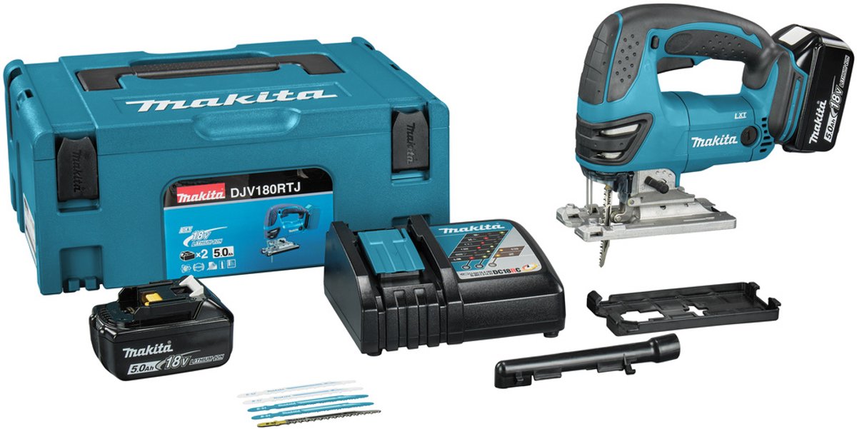 Makita DJV180RTJ 18V Li-Ion Accu decoupeerzaag set (2x 5.0Ah accu) in Mbox - D-greep - variabel