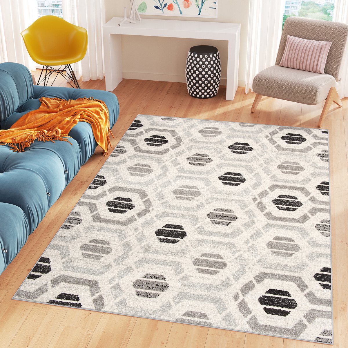Tapiso Cosmo Vloerkleed Grijs Woonkamer Modern Tapijt Maat- 160x220 Grijs Antraciet 3