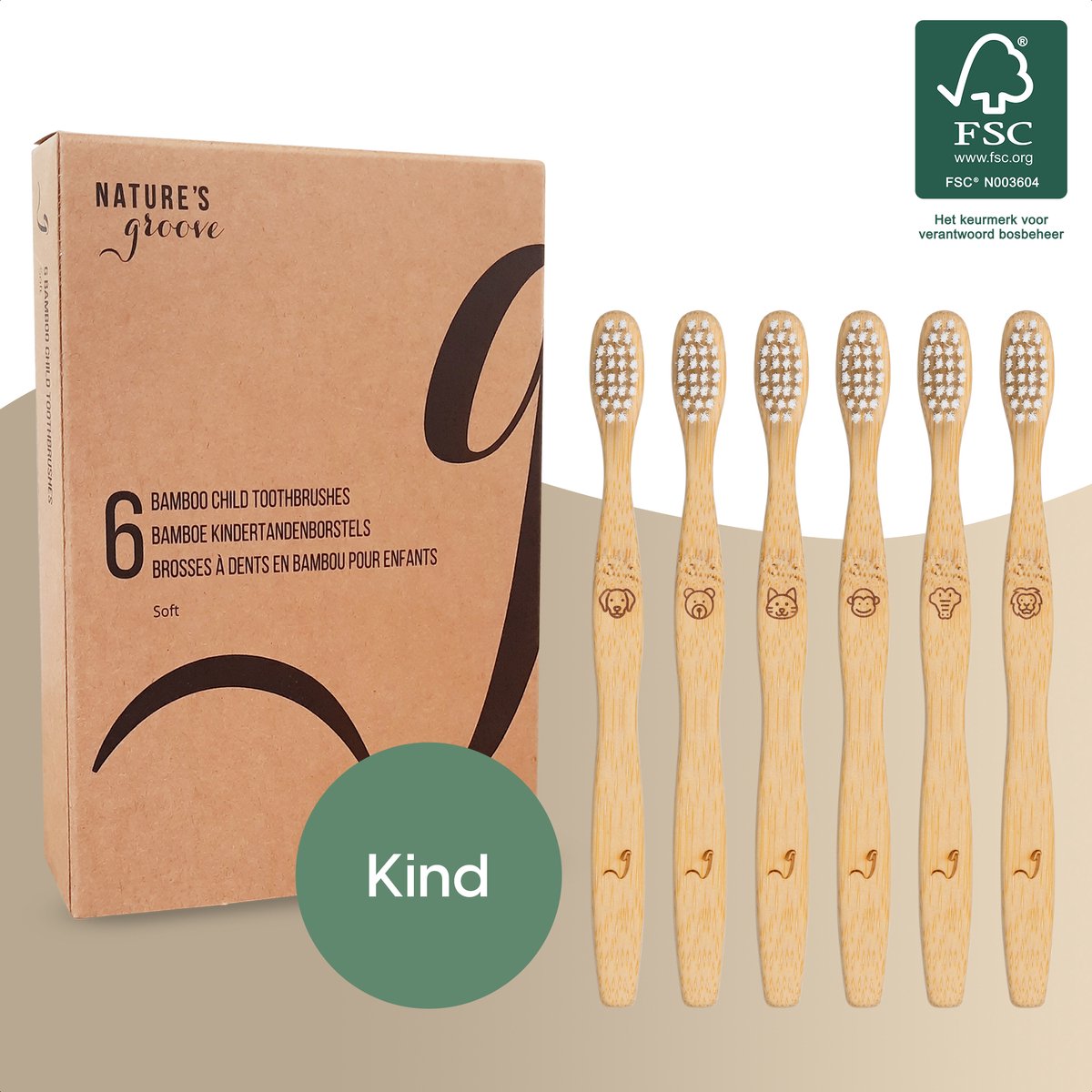 Goedkoopste NATURE’S groove® Bamboe Kindertandenborstels - 6 Stuks - Handtandenborstel - Houten Tandenborstel - Baby - Handmatig