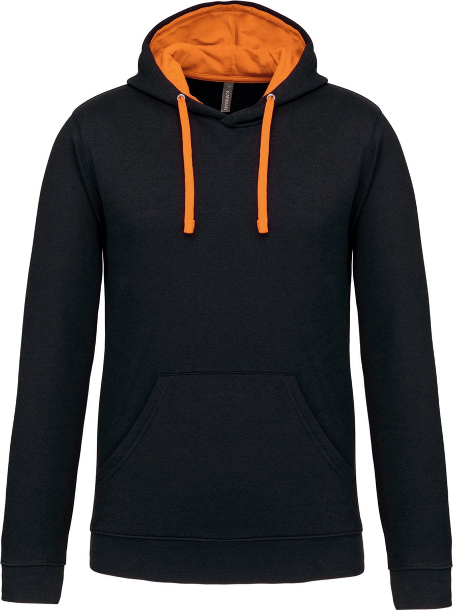 Kariban Hooded sweater met contrasterde capuchon K446 - Black / Orange - XXL