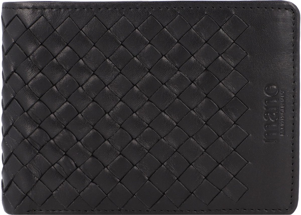 mano Leren Portemonnee Don Luca Coin Wallet with Flap Black Zwart