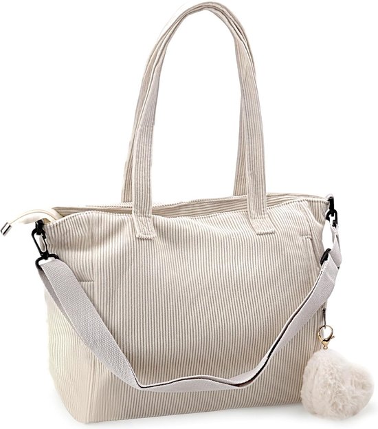 Sac à Main Fourre-tout Femme En Cuir Beige/blanc - Bandoulière, Neuf Avec étiquettes