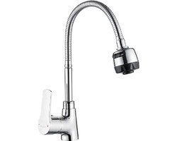 Star Kitchen Faucet with flexible pipe and hand shower - Chrome - IBERGRIF M14357 - Sink MonoMando