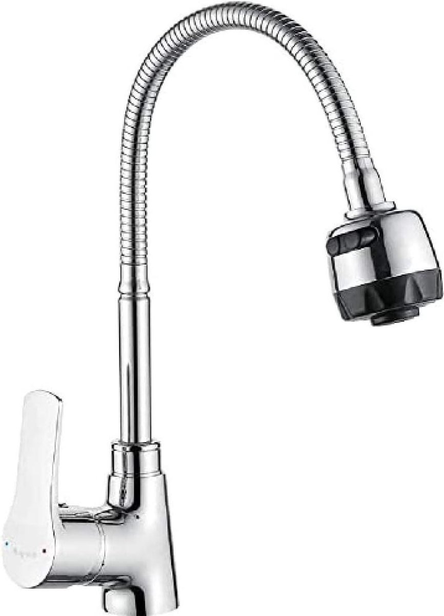 Star Kitchen Faucet with flexible pipe and hand shower - Chrome - IBERGRIF M14357 - Sink MonoMando