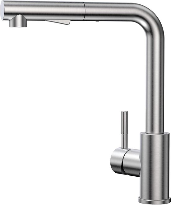 Keukenkraan Handdouche,MengkraanKeuken Met Handdouche, Keukenkraan Met Handdouche Keukenkraan Met Uittrekbare Handdouche 360deg Draaibaar Koud Warm Water Geborsteld
