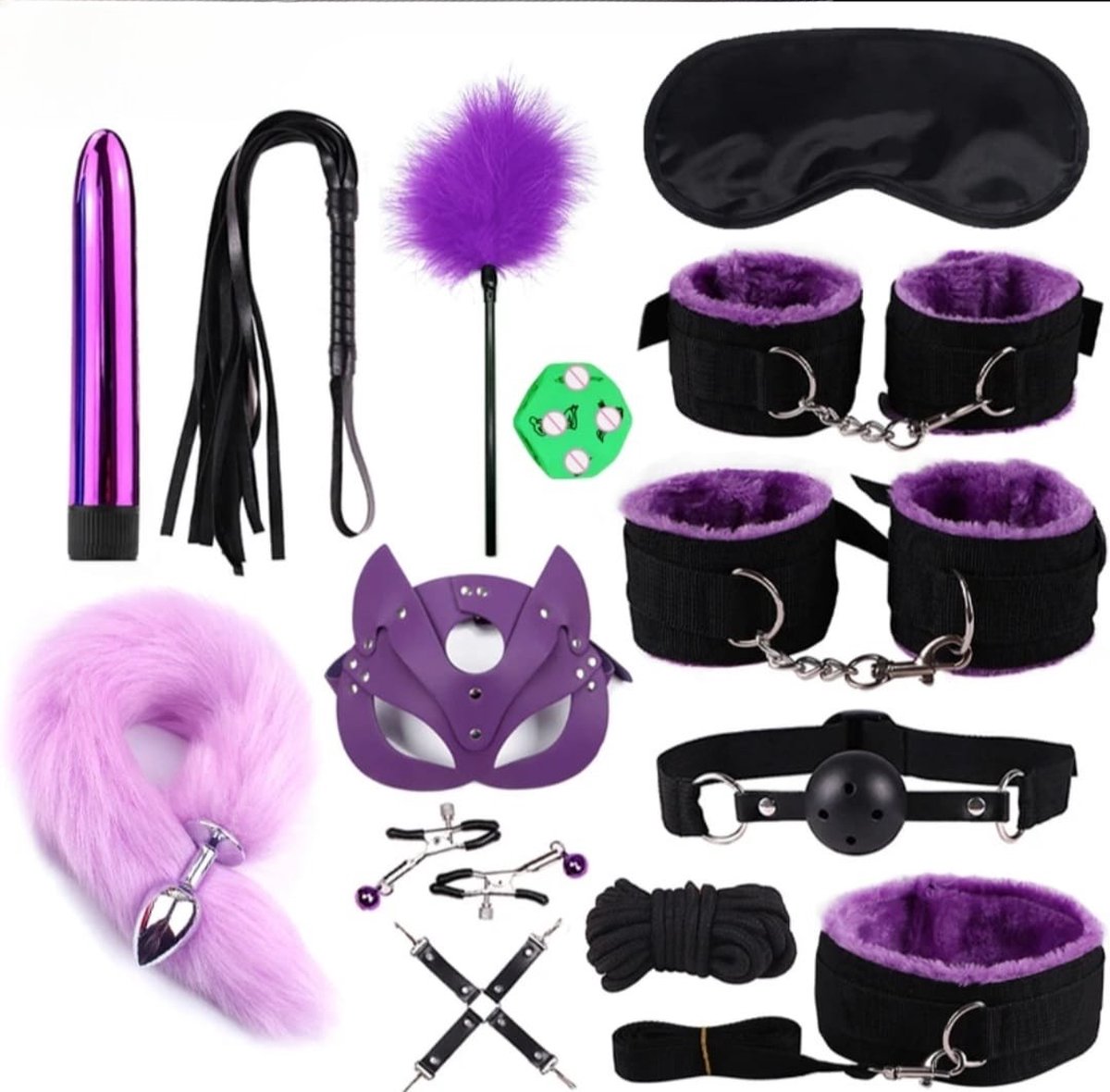 Goedkoopste BDSM sex set - Paars - 14 stuks - Sex toys - Erotisch spel - Sex set - Rollespel - Sex toys voor koppels