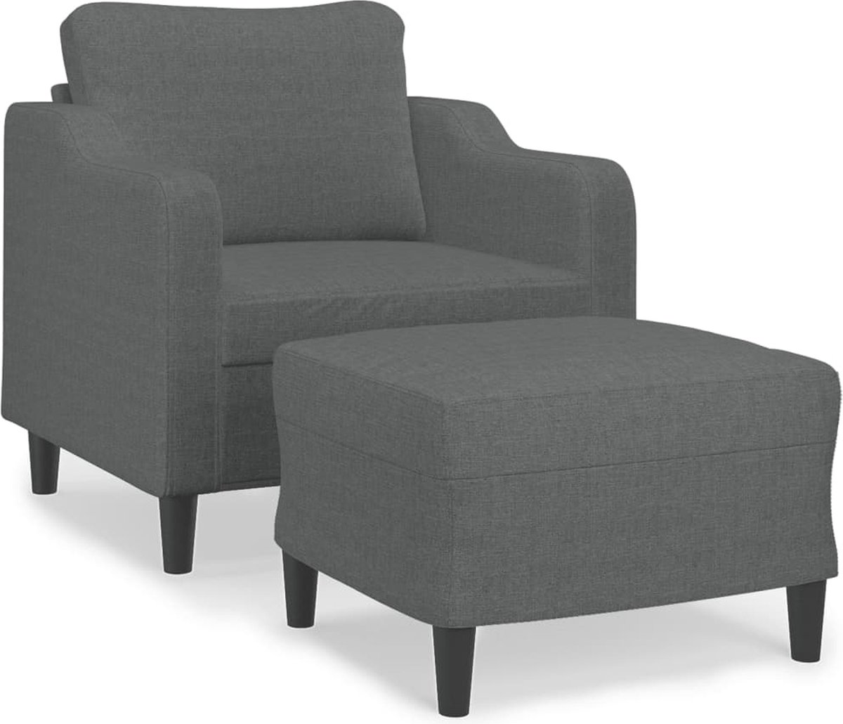 vidaXL Fauteuil - met - voetenbank - 60 - cm - stof - donkergrijs