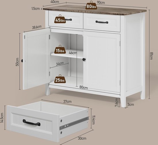 GIANTEX Badkamerkast van hout, kast met laden en open plank, multifunctionele opbergkast voor badkamer, keuken en kantoor, wit, 60 x 30 x 109 cm GIANTEX Badkamerkast van hout, kast met laden en open plank, multifunctionele opbergkast voor badkamer, keuken en kantoor, wit, 60 x 30 x 109 cm