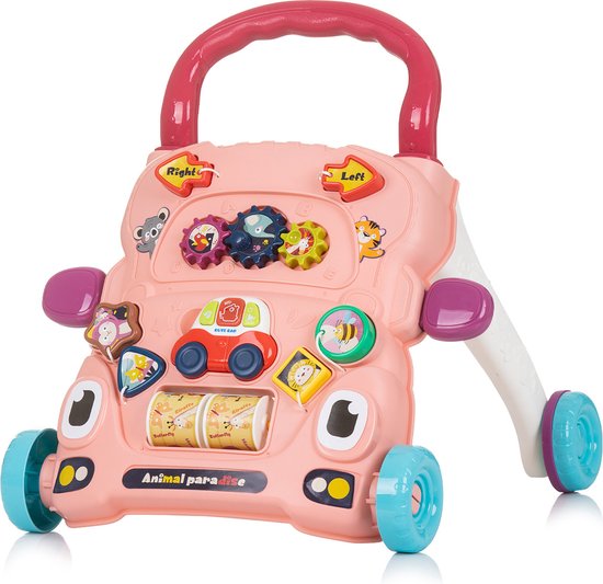 Foto: Petite amlie houten loopwagen 1 jaar babywalker als looptrainer stimuleert motoriek eerste stapjes eindeloos speelplezier van xylofoon vormenstoof tot spiegeltje naturel