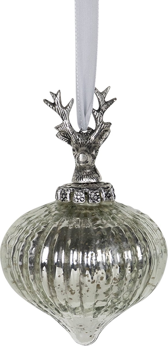 decoratie bal gewei zilver 10cm