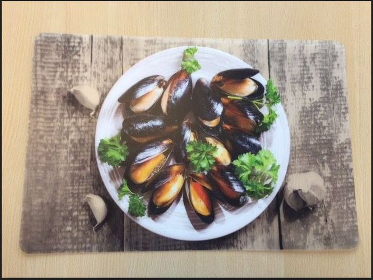 Placemats mosselen, Zeeuwse placemats, Placemats, Set van 2 placemats