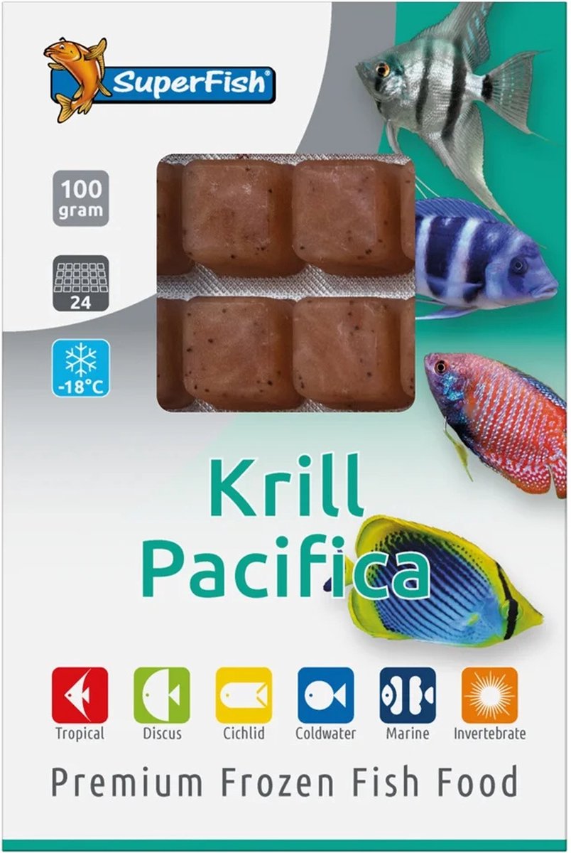 SuperFish Diepvriesvoer Krill Pacifica diepvriesvoer | 100 gram blister voor aquariumvissen Diepvries