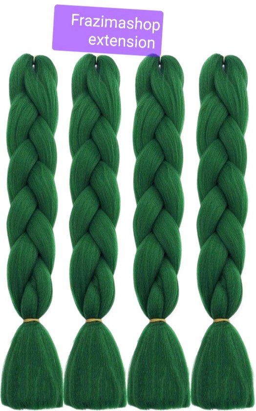 Foto: Frazimashop zomer jumbo extension vlechthaar 24 inch 60 cm kleur groen vlechthaar pre stretched braiding hair crochet box braids per stuk 100g