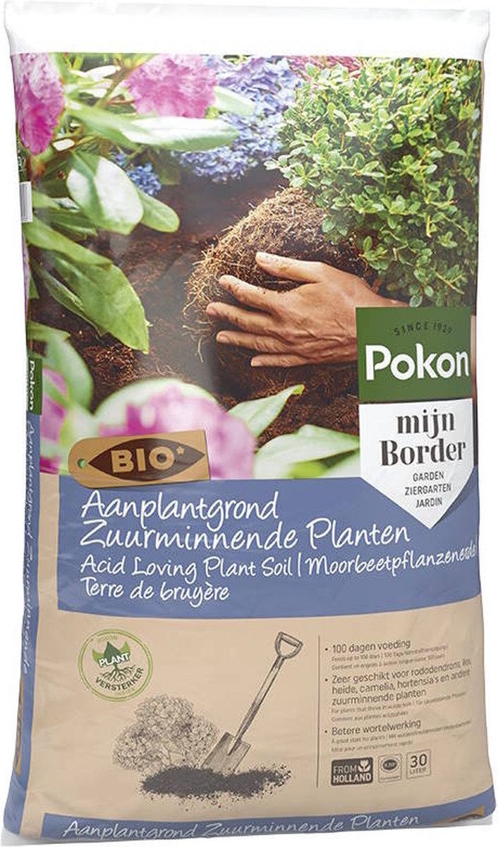 Pokon Bio Aanplantgrond voor Zuurminnende Planten - 30L - Biologische potgrond - 100 dagen voeding