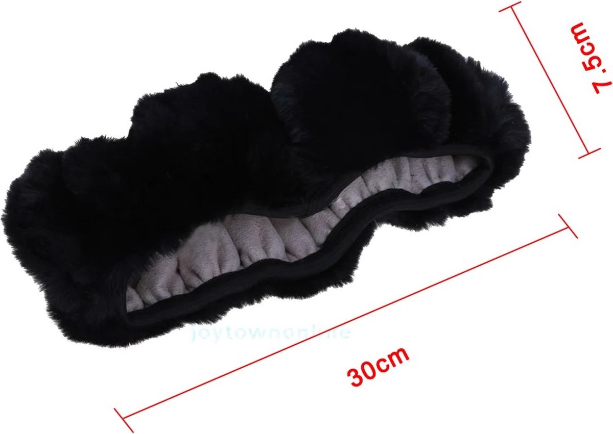 Auto Stuurhoes Pluche I Winter Stuurwiel Cover I Anti Slip I Altijd Warme Handen I Voor Sturen Met Diameter 25-35 CM I Zwart – foto 2