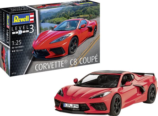 1:25 Revell 07714 Chevrolet Corvette C8 Coupé - Kit de modèle en plastique de voiture de Sport
