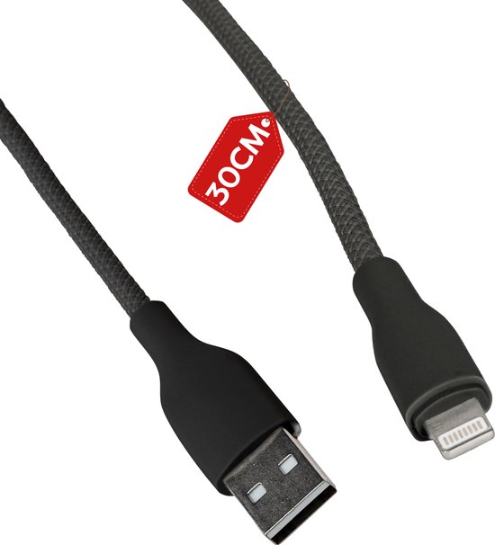 Foto: Korte usb kabel geschikt voor apple carplay en iphone oplaadkabel geschikt voor lightning naar usb a oplader kabel 30 cm kort laadkabel