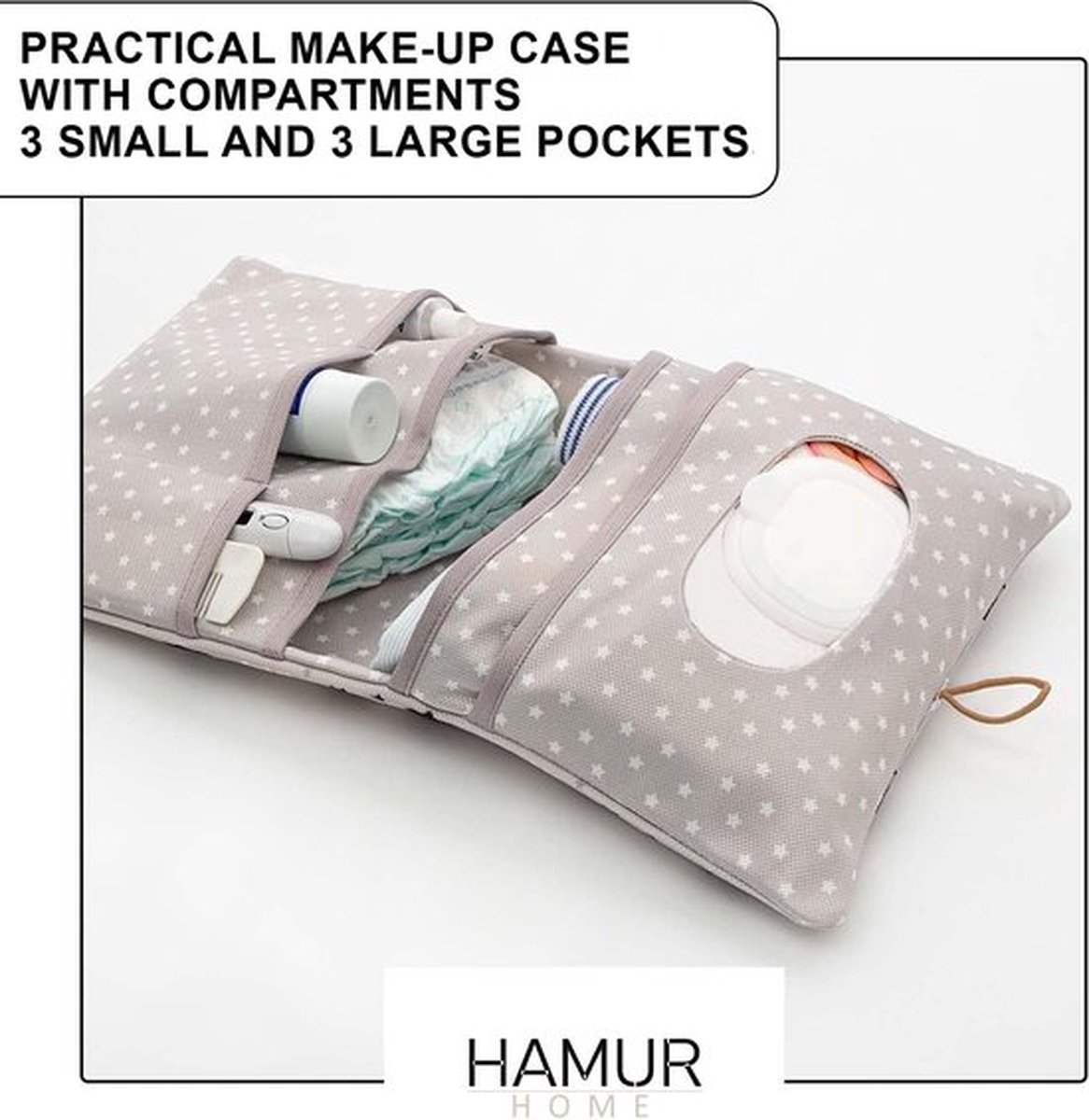 Image of 2-in-1 Luiertas met Aankleedmatje, Opbergvak en Toilettas - Kleine luiertas voor Onderweg - Baby Organiser (Ruimte)