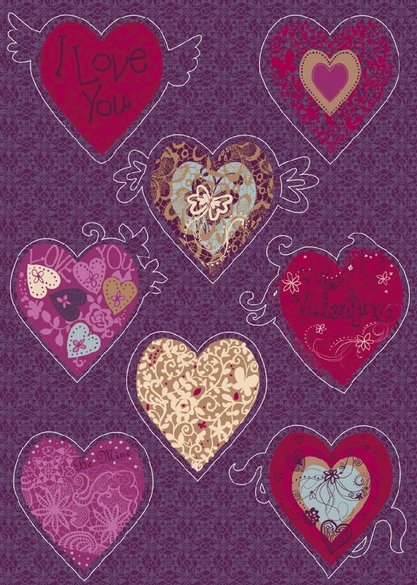 Komar - Muursticker - Retro Hartjes - Zelfklevend - Muurdecoratie - Stickers - 50 x 70 cm