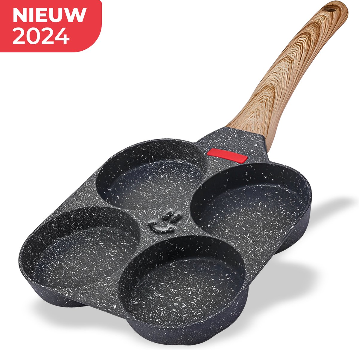 Ye Pannenkoekenpan Inductie Pancake Pan Omeletpan Omeletmaker -Eierpan- anti aanbak 4 vakjes incl. E-book