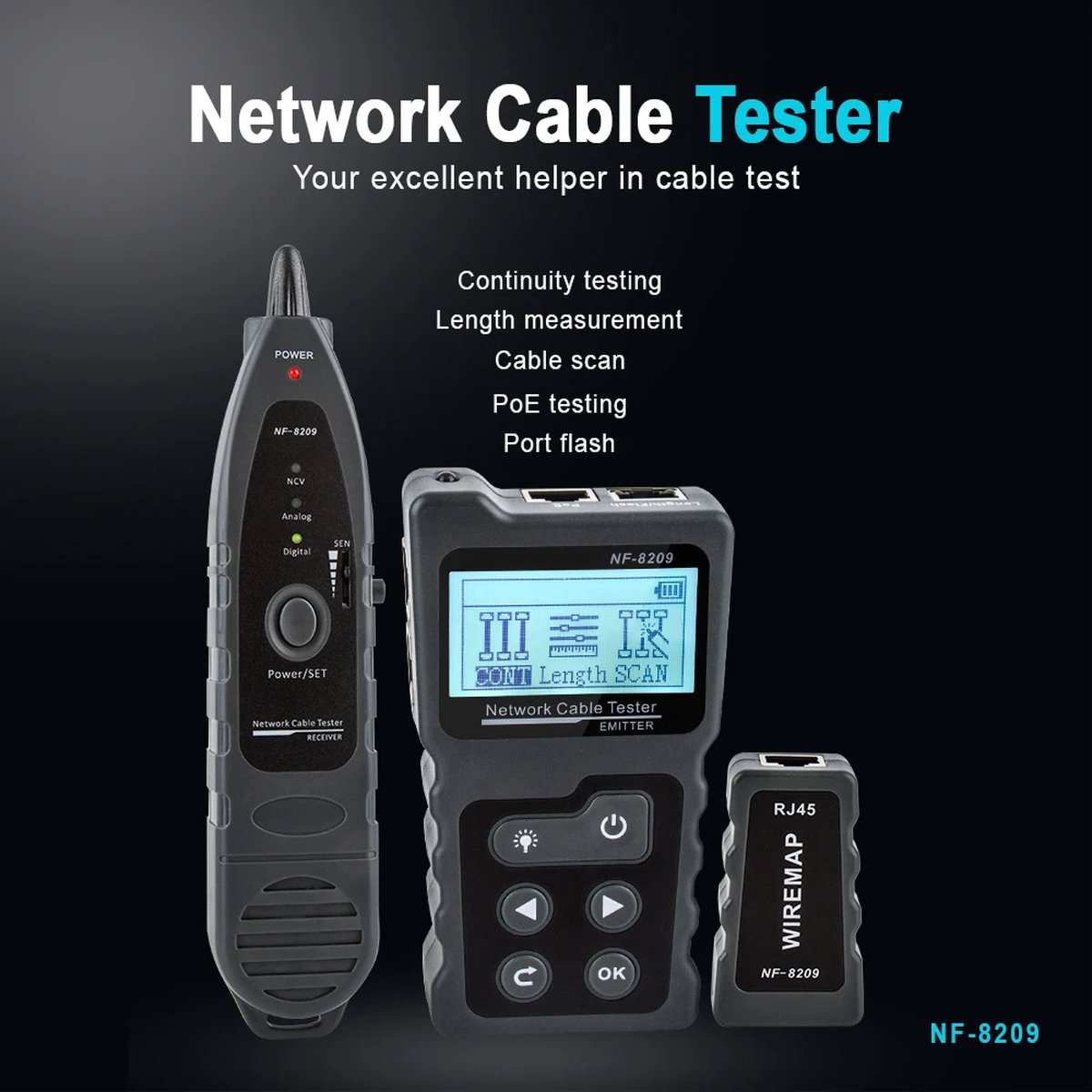 Kabel Tracker Lan Display Meet Tester Netwerk Internet Modem Lcd Display Meet Lengte Wiremap Tester