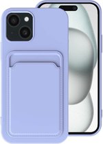 Smartphonica Phone Case Convient pour iPhone 15 Plus avec porte-carte - Coque arrière en TPU avec fente pour carte - Violet / Siliconen / Coque arrière adaptée pour iPhone 15 Plus