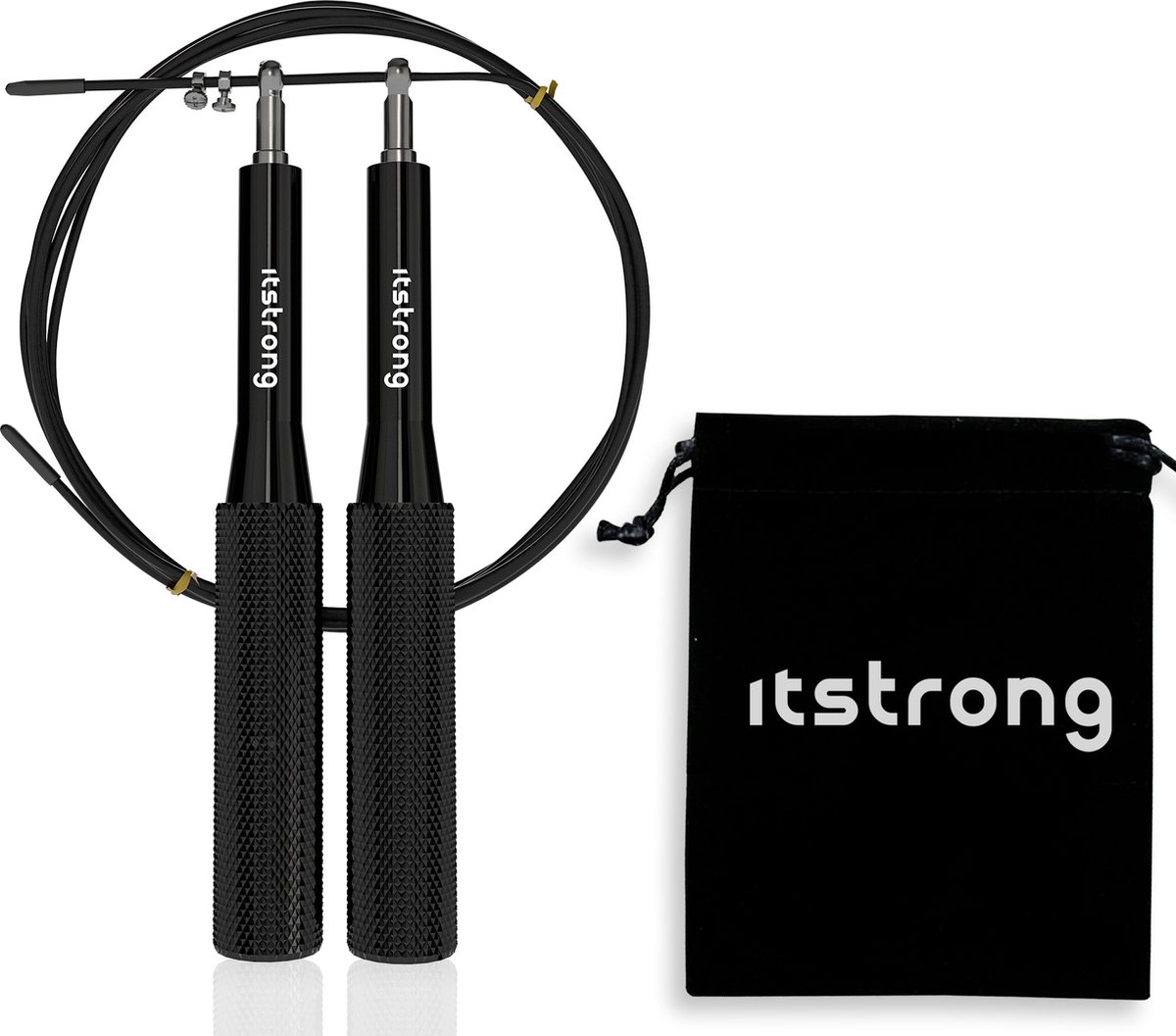 Itstrong Springtouw voor Volwassenen - Professioneel Sport Speedrope - Crossfit - Boksen - Fitness - Verstelbaar - Zwart