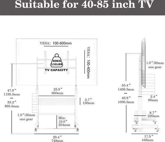 FITUEYES Design Zen-serie tv-standaard voor scherm 55 tot 80 inch