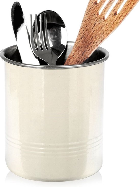 Porte-Ustensiles De Cuisine Beige - Égouttoir à Couverts En Plastique - Organisateur De Comptoir