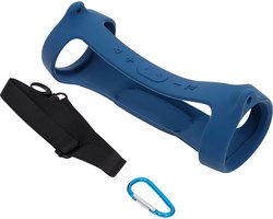 Beschermhoes geschikt voor JBL Charge 5 Bluetooth Speaker - Inclusief Draagriem - Meerdere Kleuren - Schokbestendig - Krasbestendig - Siliconen - Hoesje - Case - Bescherming - Navy Blue
